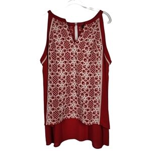 Torrid Red and White Lace Tank Top